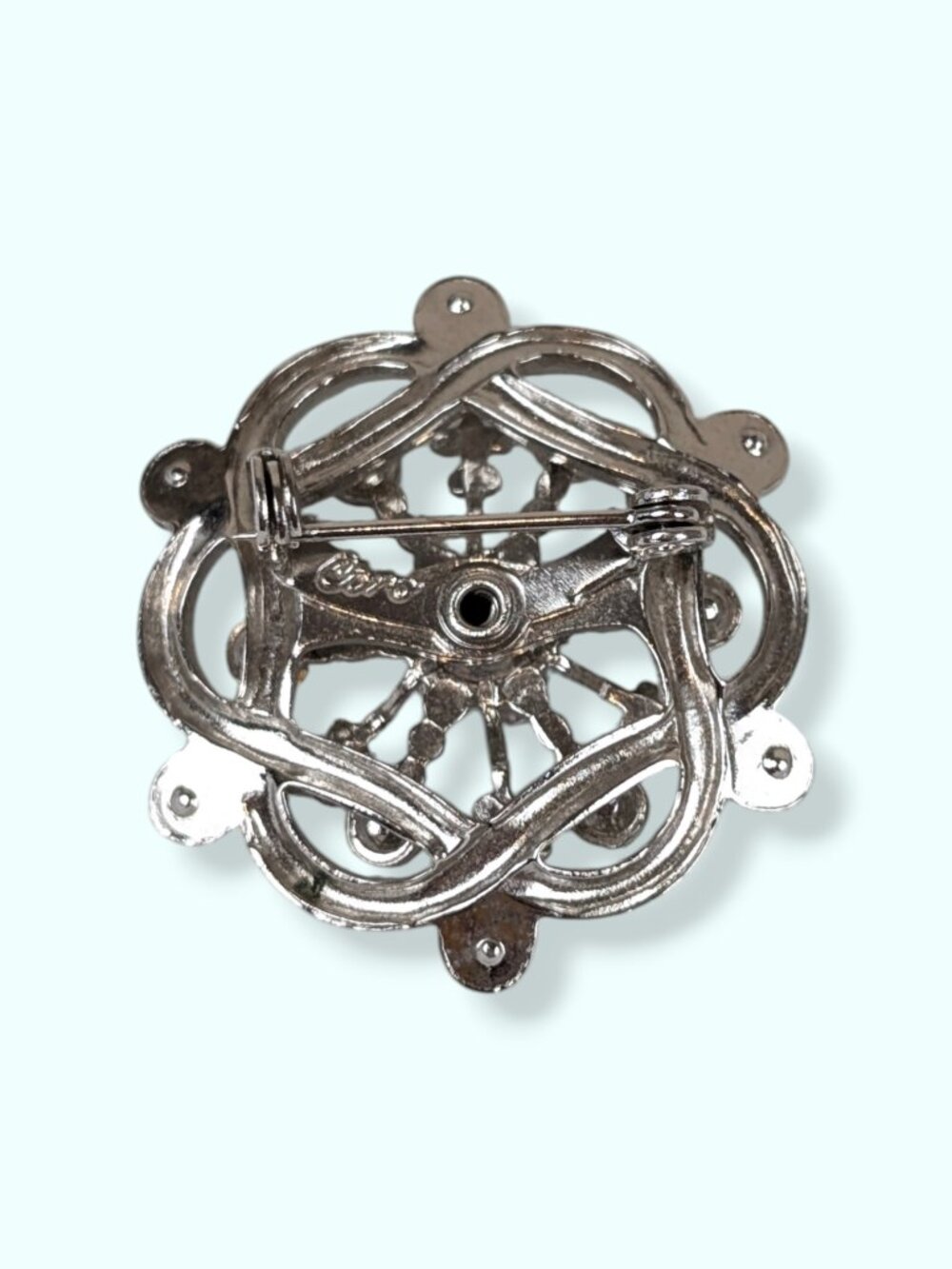 Vintage Coro Rounded Snowflake Rhinestone Brooch - Picture 5 of 7